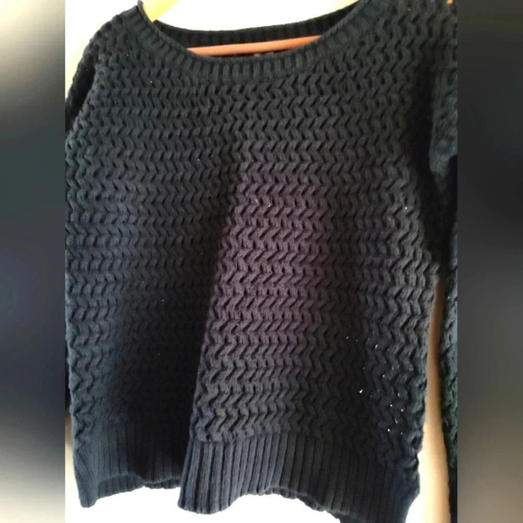a.n.a A New Approach Black Crochet Knit Long Sleeve Sweater | Size Medium - Picture 3 of 6